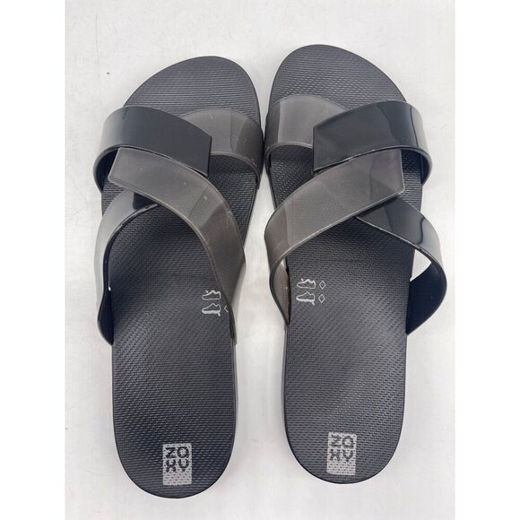Zaxy Women Black/ Gray Slip-On Open-Toe Sandal Size 9 - Picture 3 of 7